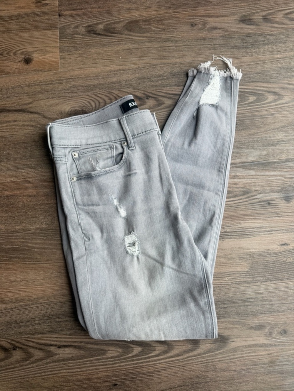 Express Light Gray Mid Rise Stretch Skinny Jeans
